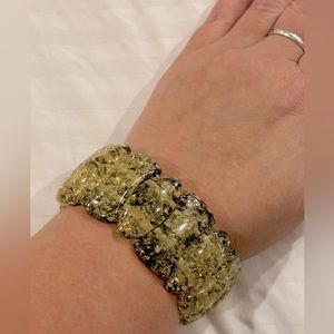 Vintage Lucite Gold Speck Stretch Elastic Bracelet MCM‎
